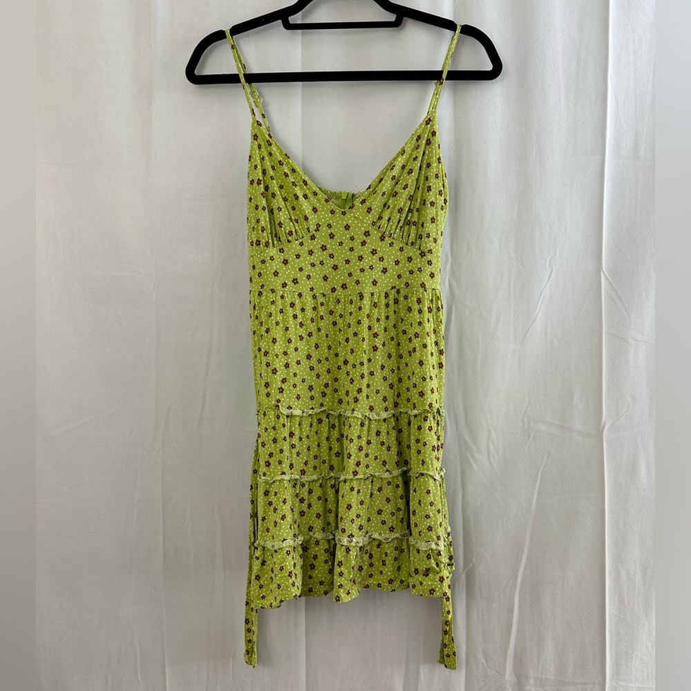 L.A. Hearts Green & Brown Floral Sleeveless Mini Dress Womens Size Medium